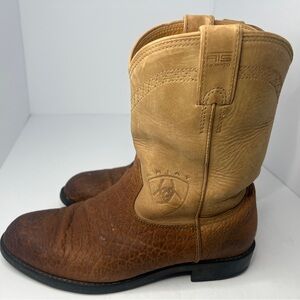 Men’s Ariat Rambler Leather Brown Tan Cowboy Western Boots Size 8
